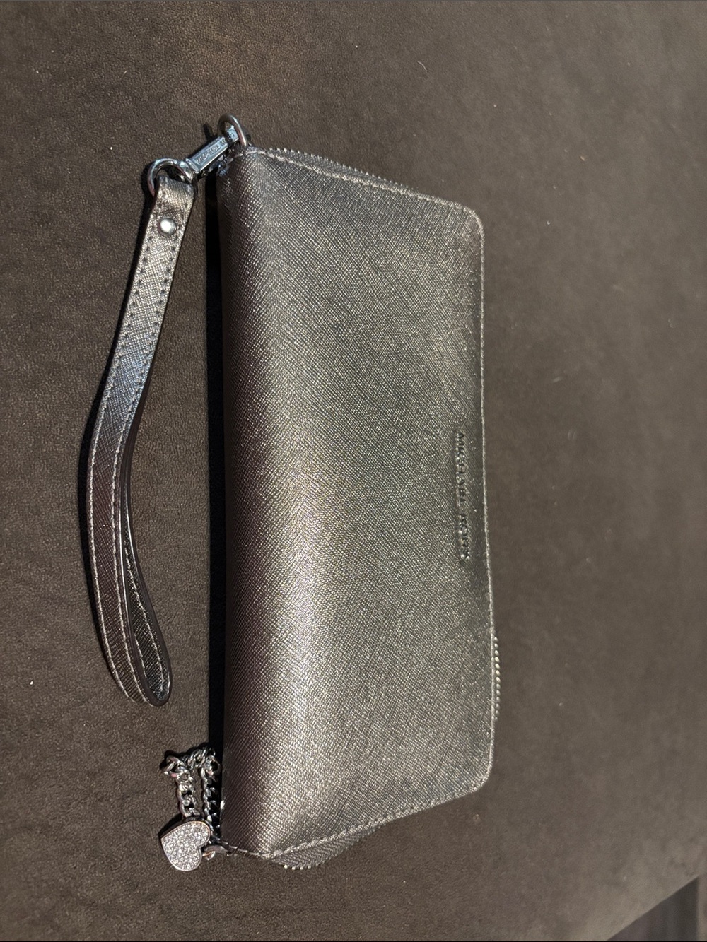 Michael Kors Black Leather Zip Wristlet Card Holder
